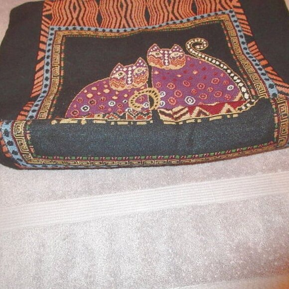 Mythical KITTY CATS Woven Tapestry TOTE Shoulder Bag LIGHTWEIGHT Embroidered XL - Picture 5 of 11